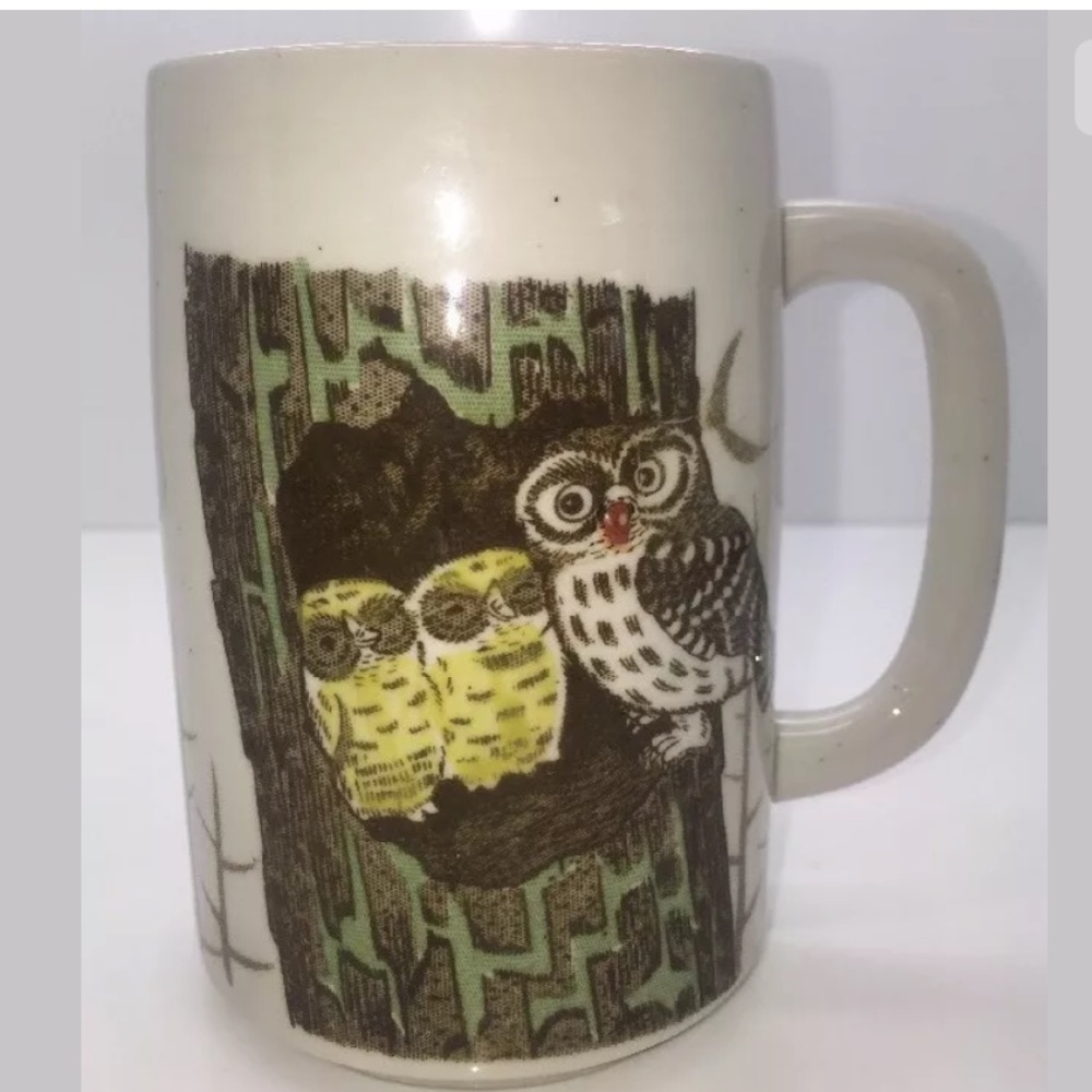 OWL MOON MUG Mid-Century Stoneware Coffee Tea RARE